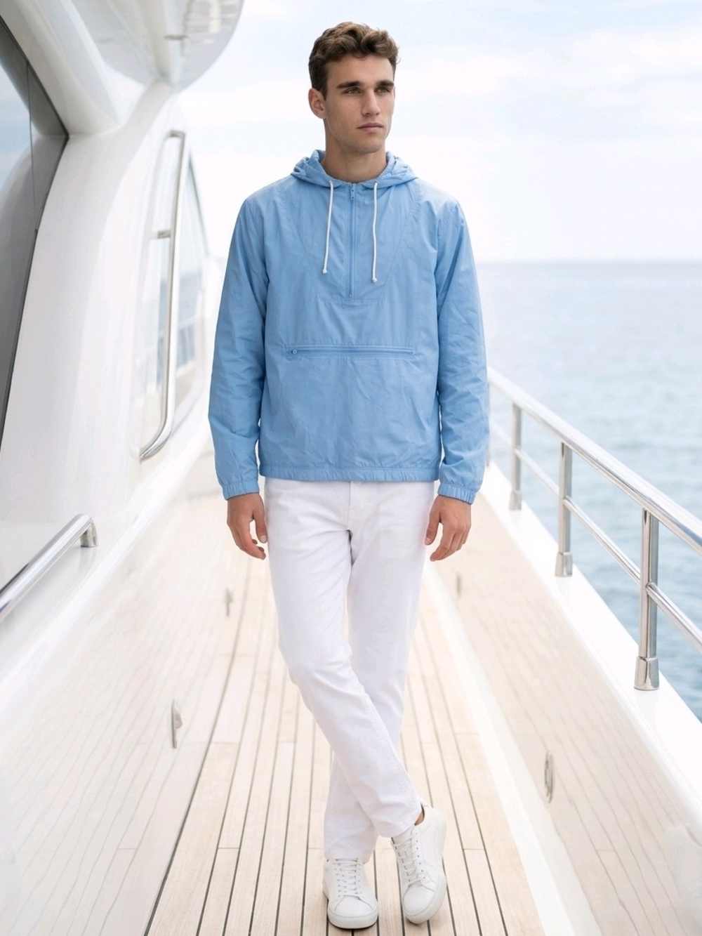 Rare Vintage Canterbury of New Zealand Hooded Windbreaker Jacket Light Blue S